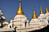 Myanmar - Sagaing, Shwe-kyet-kay a pagoda on a steep bank of the River close to the two parallel bridges linking Sagaing and Amarapura. 